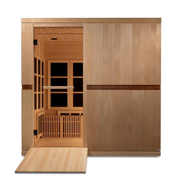 Catalonia Elite - 8 Person Indoor Near Zero EMF Yoga & Wheel Chair Accessible Luxury Sauna With Bronze Privacy Glass