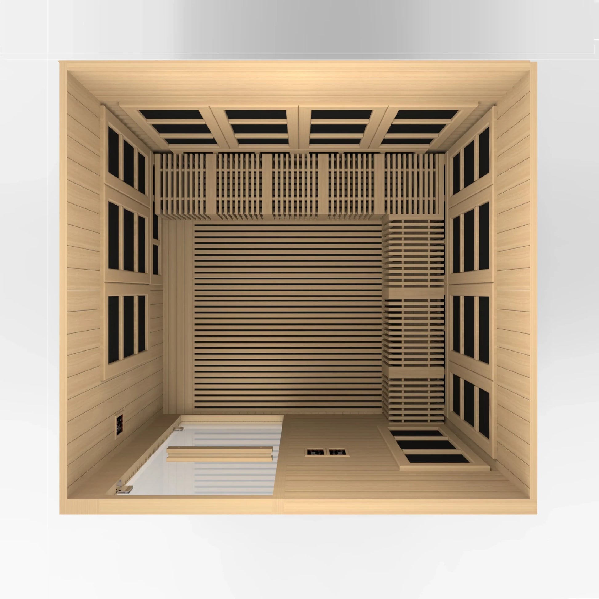Catalonia Elite - 8 Person Indoor Near Zero EMF Yoga & Wheel Chair Accessible Luxury Sauna With Bronze Privacy Glass