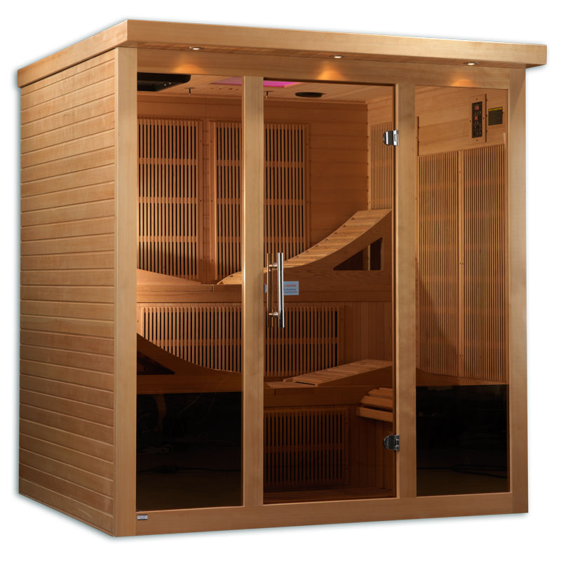 Natural Hemlock Wood 6 Person Indoor Near Zero EMF Far Infrared Sauna