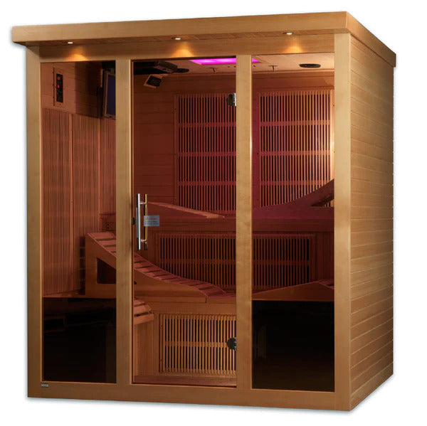 Natural Hemlock Wood 6 Person Indoor Near Zero EMF Far Infrared Sauna