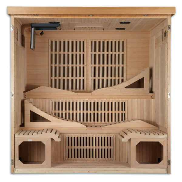 Natural Hemlock Wood 6 Person Indoor Near Zero EMF Far Infrared Sauna