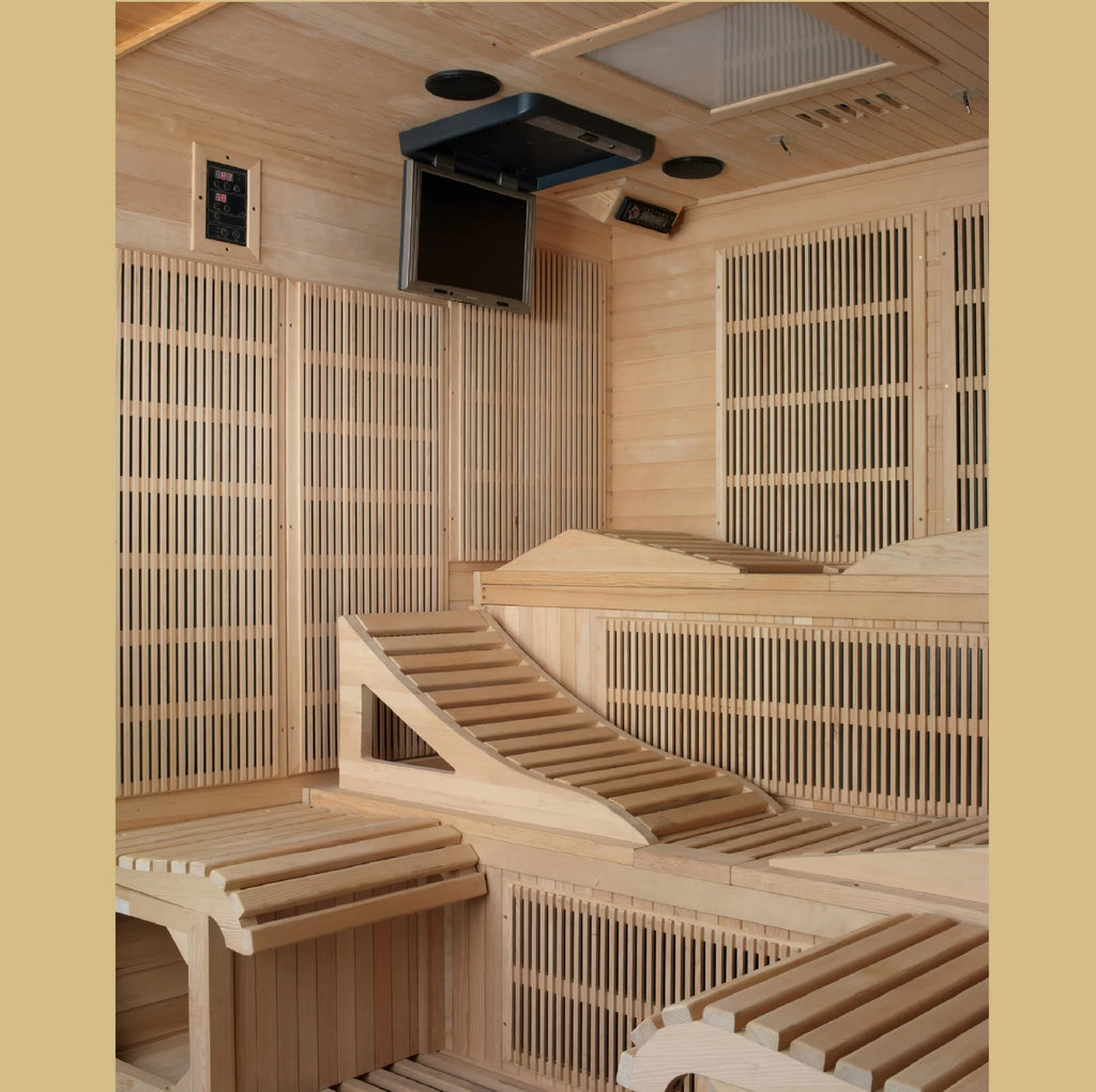 Natural Hemlock Wood 6 Person Indoor Near Zero EMF Far Infrared Sauna
