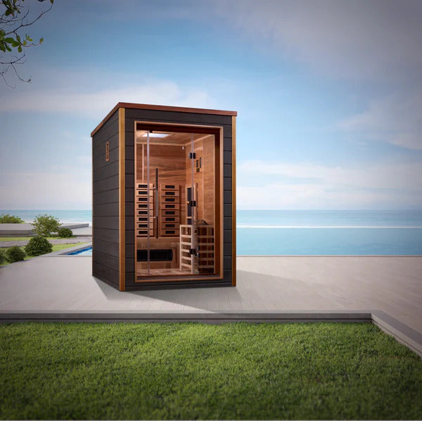 Nora - 2 Person All Weather Outdoor & Indoor PureTech™ Hybrid Full Infrared Spectrum Luxury Sauna (Canadian Red Cedar Interior)