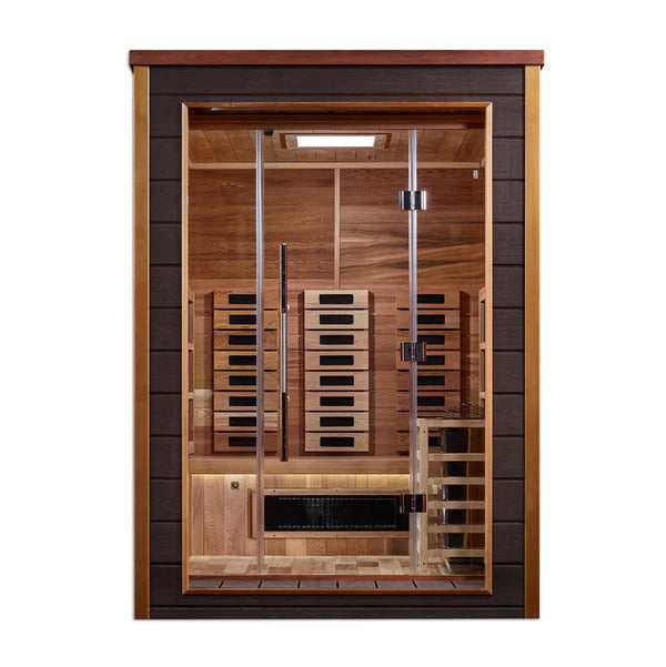 Luxury 2 Person Weather Proof Outdoor/Indoor PureTech™ Hybrid Full Infrared Spectrum Sauna | Canadian Red Cedar Interior (Nora)
