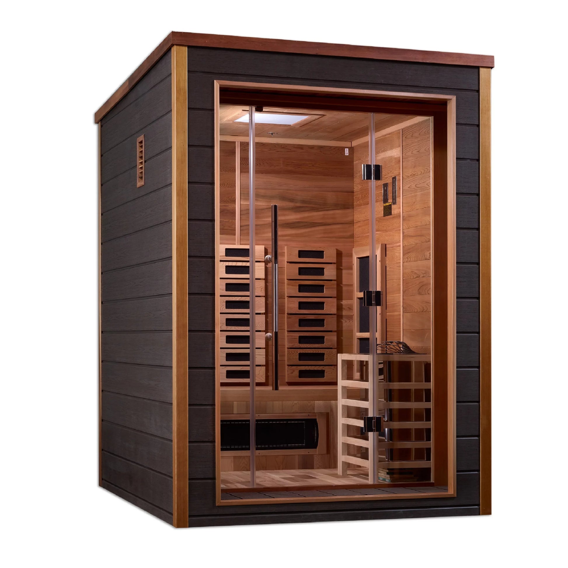 Nora - 2 Person All Weather Outdoor & Indoor PureTech™ Hybrid Full Infrared Spectrum Luxury Sauna (Canadian Red Cedar Interior)
