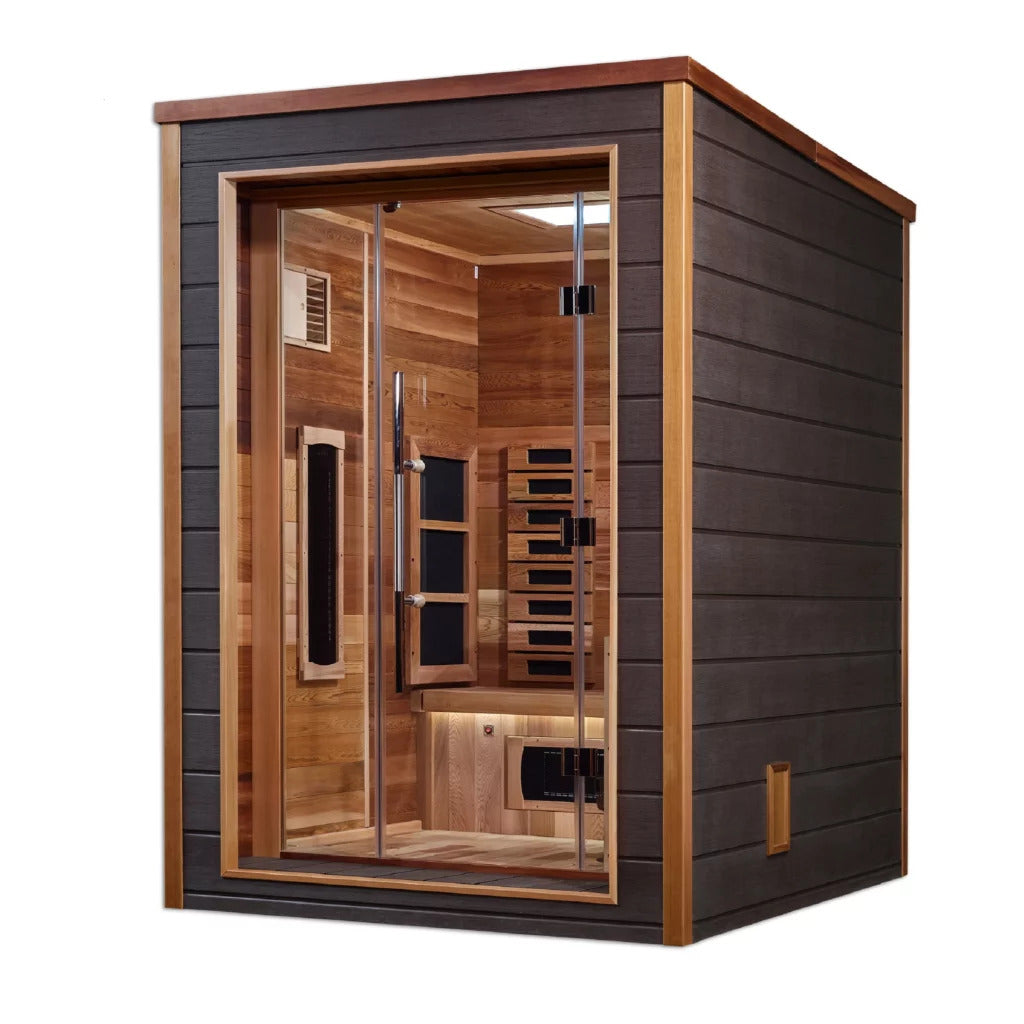 Nora - 2 Person All Weather Outdoor & Indoor PureTech™ Hybrid Full Infrared Spectrum Luxury Sauna (Canadian Red Cedar Interior)