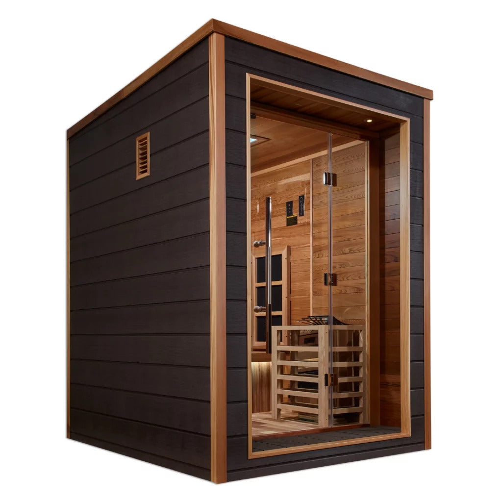 Nora - 2 Person All Weather Outdoor & Indoor PureTech™ Hybrid Full Infrared Spectrum Luxury Sauna (Canadian Red Cedar Interior)