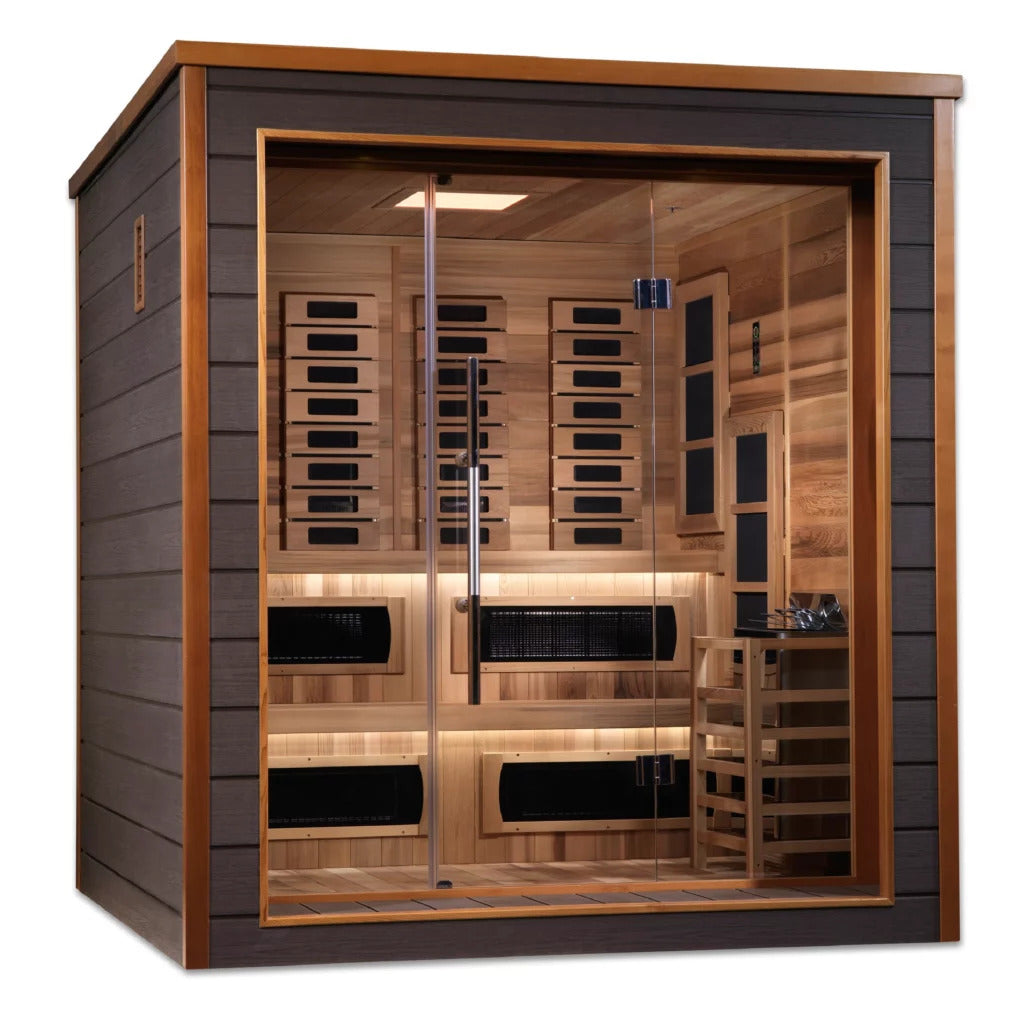 Karlstad - 6 Person All Weather Outdoor & Indoor PureTech™ Hybrid Full Infrared Spectrum Luxury Sauna (Canadian Red Cedar Interior)