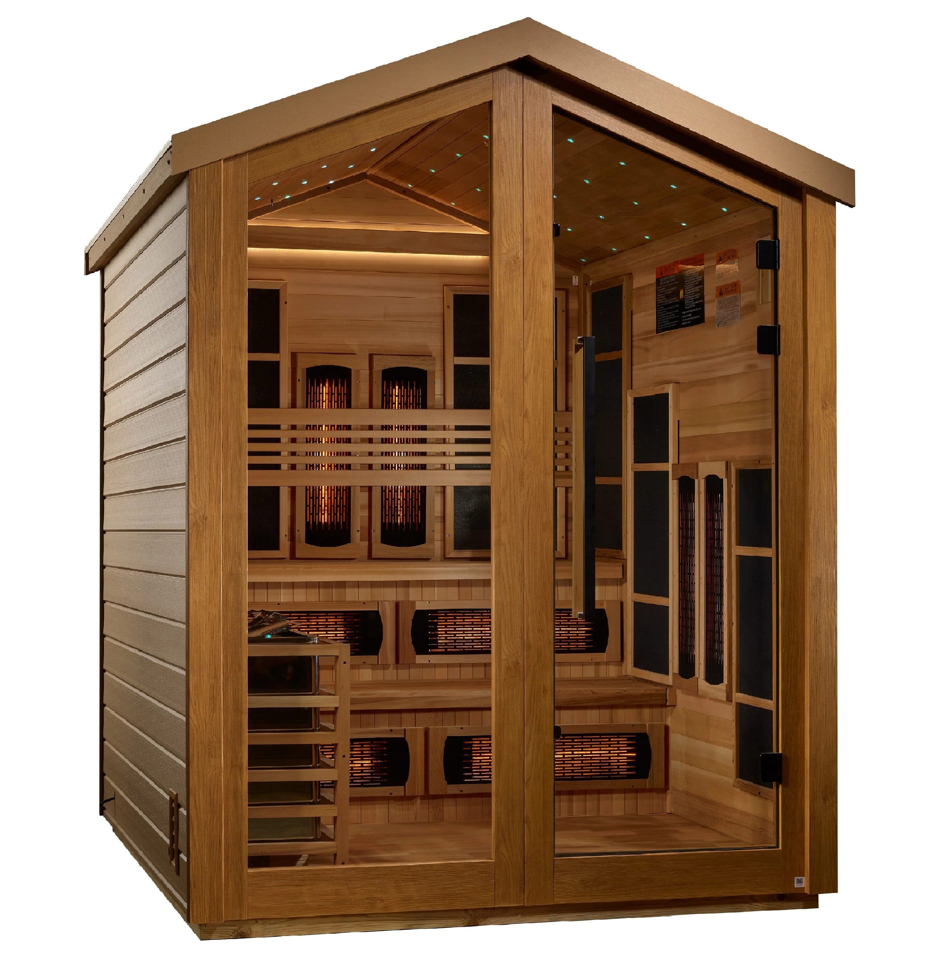 Kaskinen - 6 Person All Weather Outdoor & Indoor Hybrid Infrared Sauna (Canadian Red Cedar Interior)