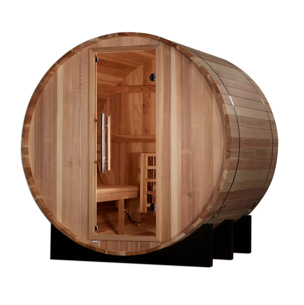 St. Moritz / Outdoor & Indoor 1-2 Person BARREL STYLE Traditional Sauna (Pacific Cedar)