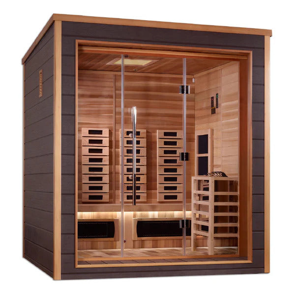 Visby - 3 Person All Weather Outdoor & Indoor PureTech™ Hybrid Full Infrared Spectrum Luxury Sauna (Canadian Red Cedar Interior)