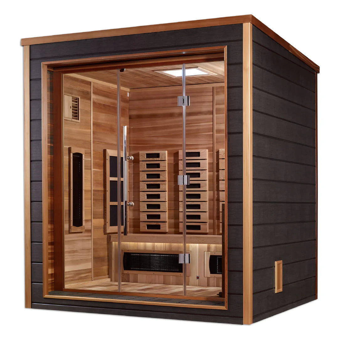 Visby - 3 Person All Weather Outdoor & Indoor PureTech™ Hybrid Full Infrared Spectrum Luxury Sauna (Canadian Red Cedar Interior)