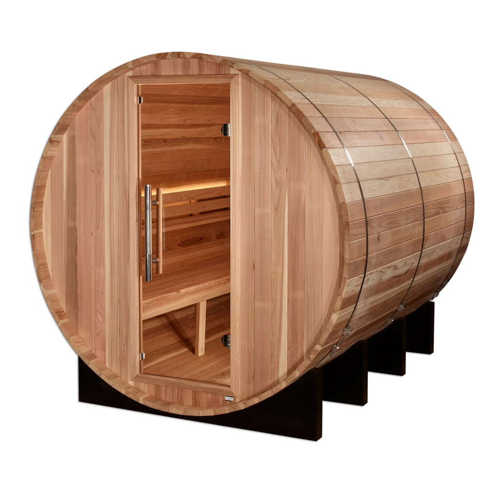 Klosters - 6 Person Outdoor & Indoor Barrel Style Traditional Steam Sauna (Pacific Cedar)