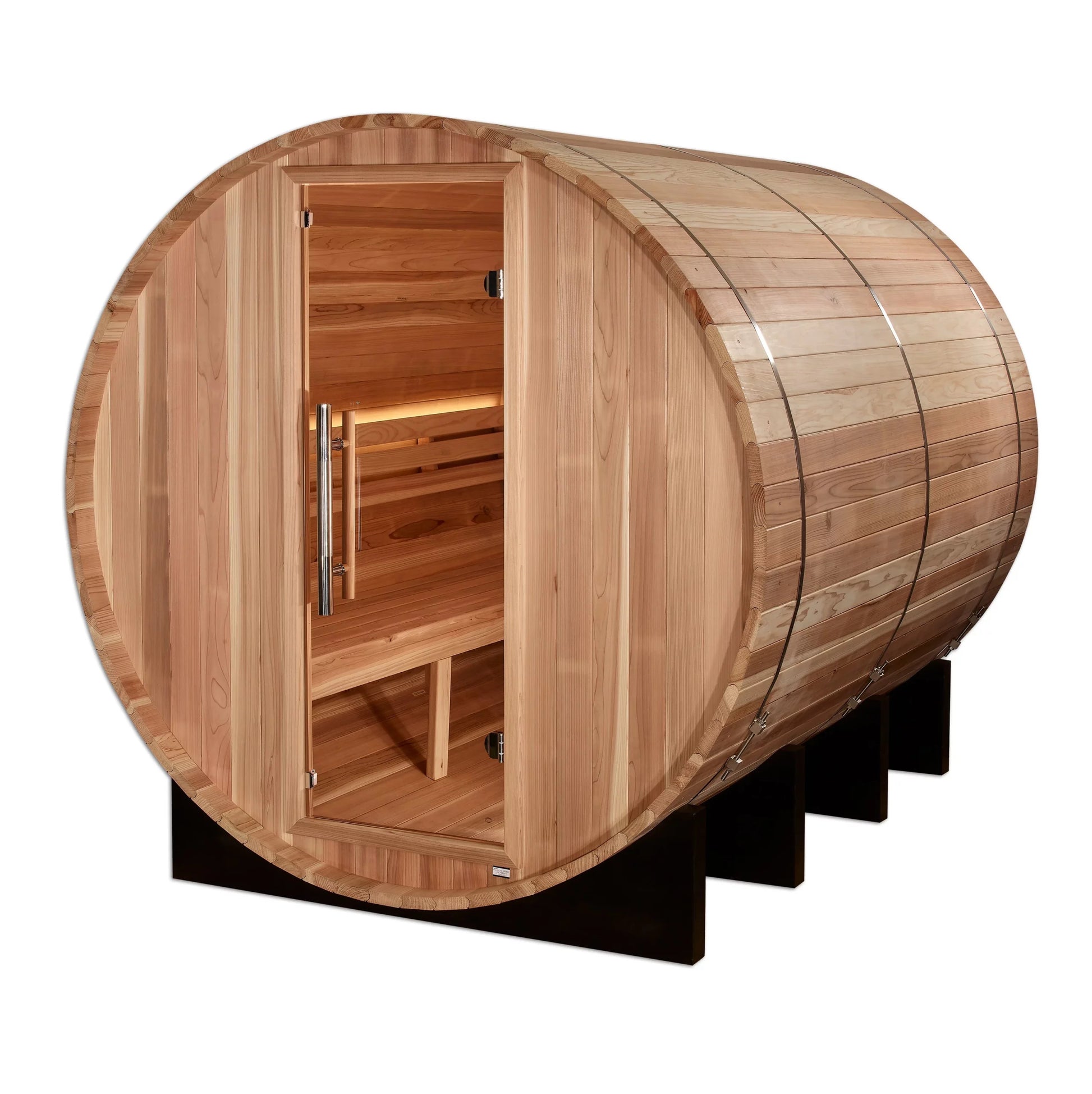 Klosters - 6 Person Outdoor & Indoor Barrel Style Traditional Steam Sauna (Pacific Cedar)