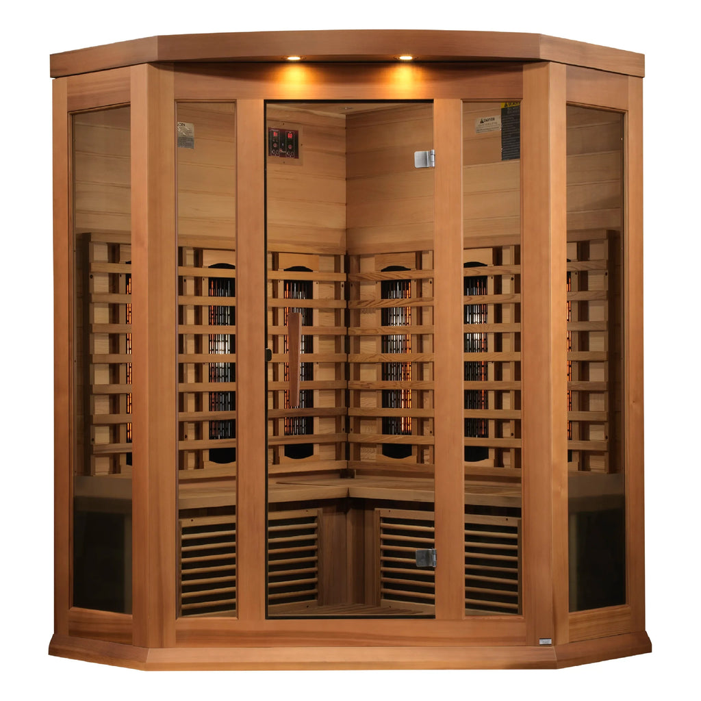 Maxxus 3 Person Full Spectrum Indoor Corner Infrared Sauna (Canadian Red Cedar)