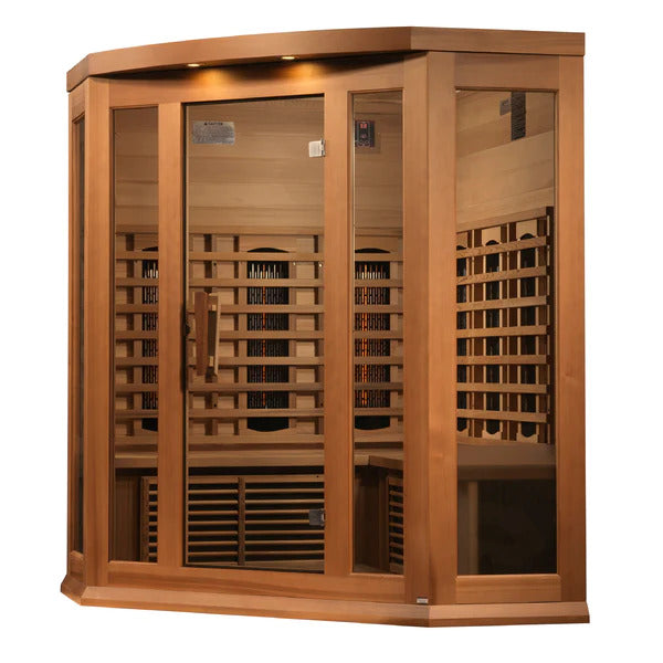 Maxxus 3 Person Full Spectrum Indoor Corner Infrared Sauna (Canadian Red Cedar)