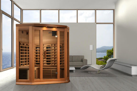 Maxxus 3 Person Full Spectrum Indoor Corner Infrared Sauna (Canadian Red Cedar)