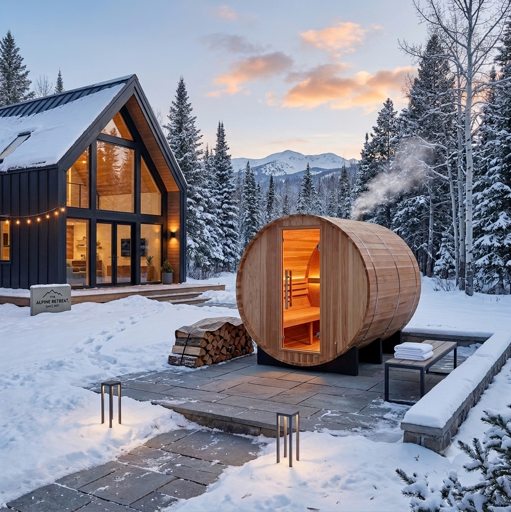 4‑Person Barrel Sauna | Pacific Cedar with Bronze Privacy Glass (Zurich)