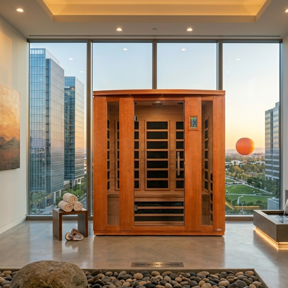 Ultra Low EMF FAR 3 Person Infrared Sauna | Canadian Hemlock Home Sauna (Lugano Edition Elite)
