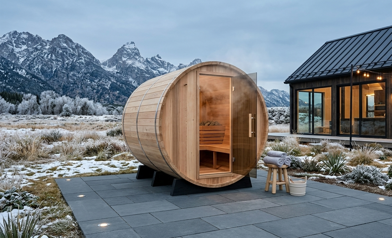 2 Person Barrel Traditional Sauna | Pacific Cedar Outdoor & Indoor Spa (GDI St. Moritz)