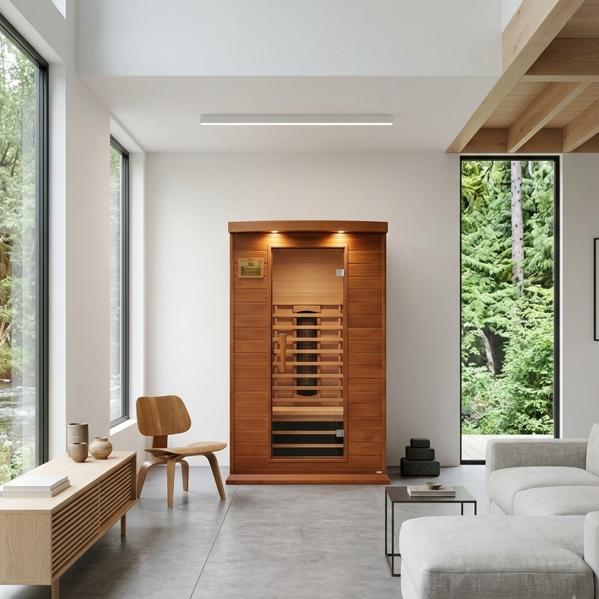 Full Spectrum Infrared Sauna 1-2 Person | Canadian Red Cedar Home Sauna (Maxxus)